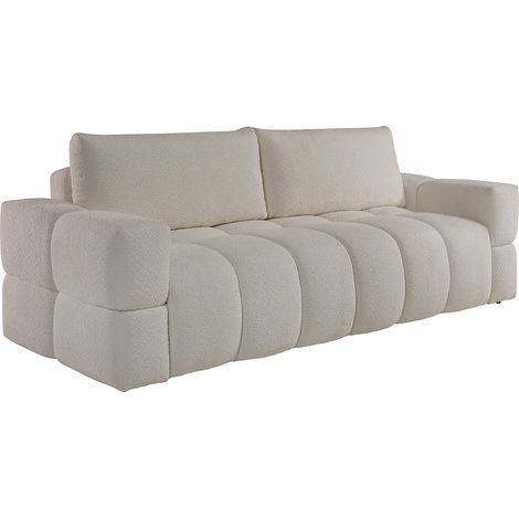 Canapé 3 places convertible en tissu bouclette beige ISSORO II (1/5)