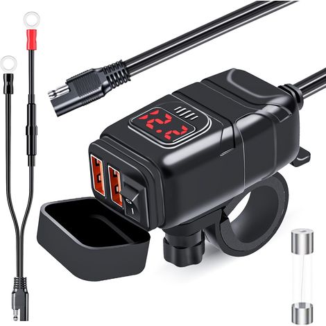 Voltmètre pour moto, 6,8 A, USB, charge rapide, pour la surveillance électrique des motos.-AquaForge (1/5)