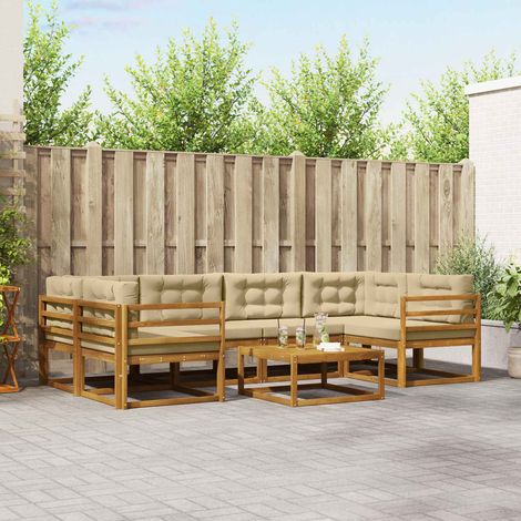 vidaXL Outdoor-Sofagarnitur mit Kissen 7 pcs Natur und Beige (1/5)