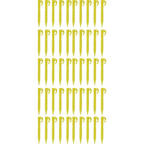 50 pièces ABS plastique tente Pegs 5.5en Serrated Yellow Ground Anchors, élevé résistance Beach Spikes & extérieur camping Nails pour Awning, durable & léger Multi-lot pour êtreach (1/5)