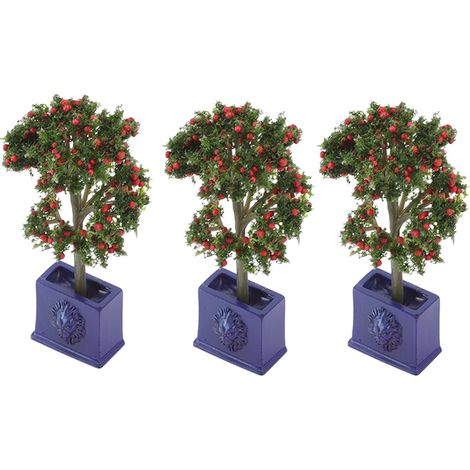 Lot de 3 plantes miniatures pour maison de poupée, comprenant un arbre fruitier artificiel, à l'échelle 1:12. Décoration idéale pour une maison de poupée. (1/5)