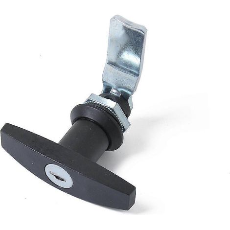 Verrou de porte à poignée en T pour camion, caravane, armoire, remorque, garage, chrome brillant (1 pièce, noir) (1/5)