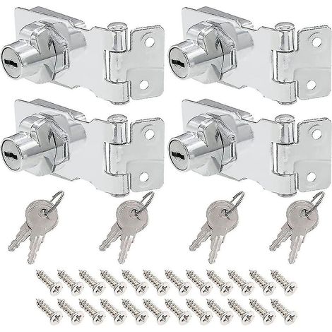 Lot de 4 verrous à clé avec bouton rotatif de 6,35 cm (2,5 pouces), en alliage de zinc et acier inoxydable, pour portes et tiroirs de placards, vis incluses. (1/4)