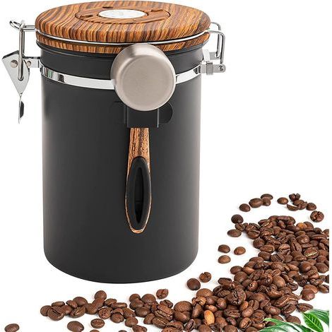 1.8L airtight stainless steel coffee canister – Silicone seal for airtightness – One-way vent – Freshness monitoring (1/5)