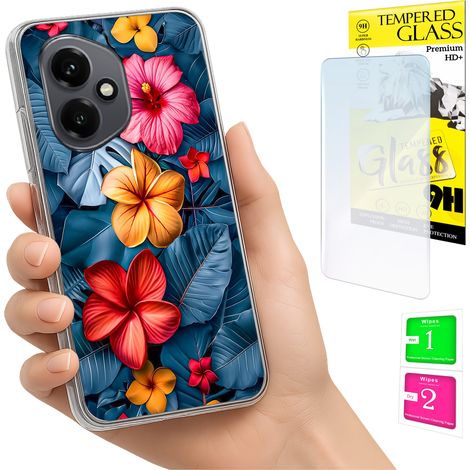 Coque pour Honor X7d / 400 Smart Photo, coque arrière à motif floral + verre 9H (1/5)
