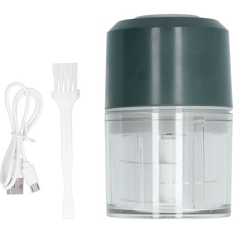 Mini-hachoir à ail électrique sans fil rechargeable par USB, broyeur d’aliments portatif vert (1/5)