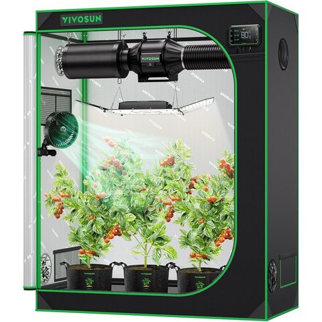 Grow Tent 120 x 60 x 150 cm, Hydroponic Tent Indoor Light-Proof with Reflective Mylar, Observation Window, Bottom Tray, Stable Frame Structure, Plant Tent (1/5)