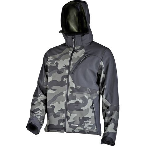 Chaqueta softshell con capucha, camuflaje verde y negro, "L", CE, lahti (1/5)