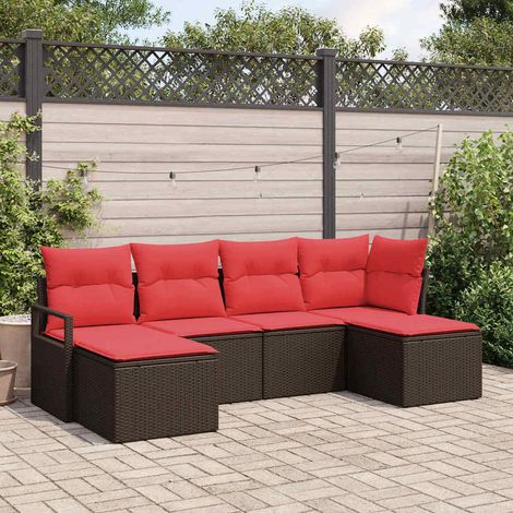Sofa Set mit Kissen 6 pcs Braun Poly Rattan (1/5)