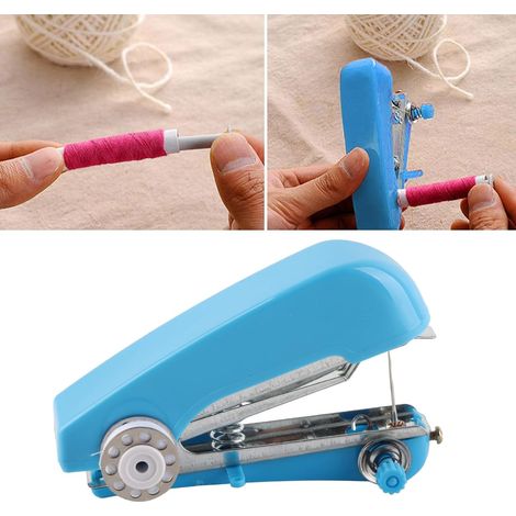 Machine à coudre à main, mini machine à coudre portable portable alimentation automatique d'égout à la main pour le bleu domestique (10 x 7cm) (1/5)