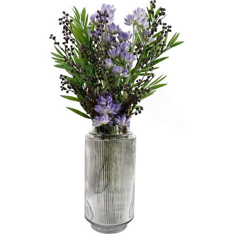 60cm Artificial Purple Starflower Display Glass Vase (1/5)