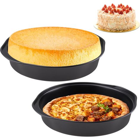 2 Pièces Moule à Tarte 20cm Acier au Carbone Antiadhésif Démoulage Rapide Pour Gâteaux Pizzas Pâtisseries (1/5)