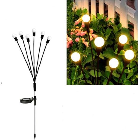 Set mit 2 Solar-Gartenleuchten mit 6 LEDs, IP65 wasserdicht, ideal für Balkone, Gärten, Terrassen und Einfahrten (warmweiß) (1/5)