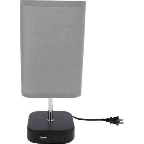 Lampe de chevet tactile USB et Type C, variateur 3 niveaux, ampoule LED E26 incluse, design moderne métal gris et tissu, 110V (1/5)