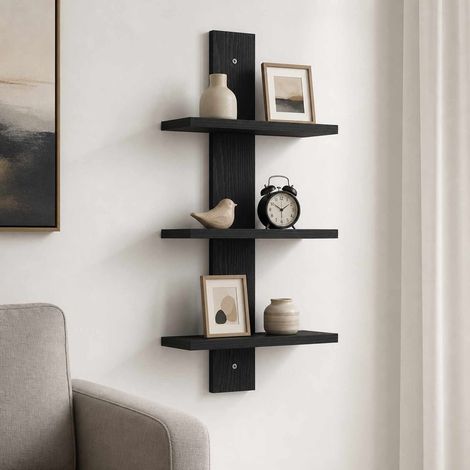 vidaXL Étagère Murale Chêne noir 30 x 13.5 x 64.5 cm Bois d'ingénierie (1/5)
