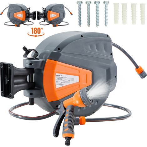 AREBOS Gartenschlauchaufroller Gartenschlauch Wasserschlauch Schlauch Orange 15 m