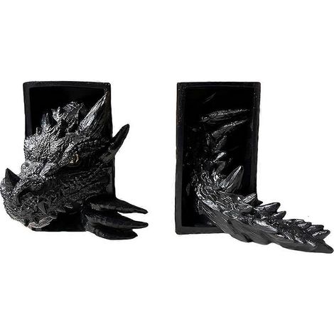 Serre-livres décoratif en forme de dragon (lot de 2), décoration fantastique, ornements de décoration intérieure, serre-livres A (1/5)