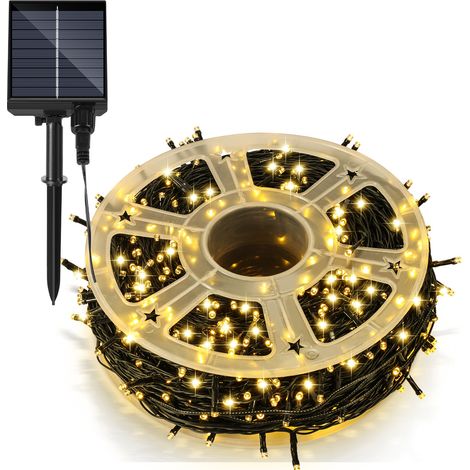 SWANEW 100M 1000LED Luce solare di Natale IP44 8 modalità decorazione festiva Giardino interno all'aperto per Natale compleanno matrimonio bianco caldo (1/5)