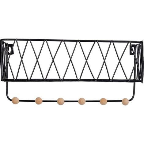 Mensole galleggianti, mensola da parete semplice in ferro, porta giornali, porta riviste, cestino portaoggetti per bagno, cucina, ufficio, camera da letto, soggiorno (Colore: Nero, Taglia: L)