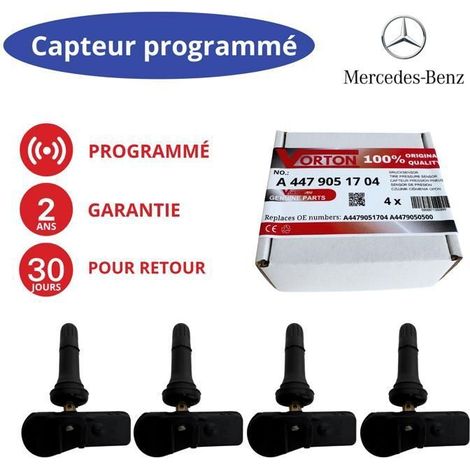 4 sensori TPMS preprogrammati Mercedes Vito / Classe V W447 (A4479050500 / A4479051704) 433 MHz