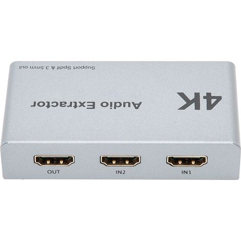 Extracteur Audio HDMI 4K avec Sortie Optique et Jack 3.5mm, 2 Entrées 1 Sortie, 30Hz