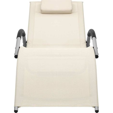 Maison Exclusive - Chaise longue textilène crème et gris (1/5)
