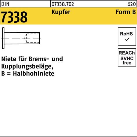 Niete DIN 7338 Form B B 4 x 10Kupfer 100 Stück