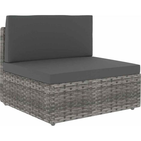 vidaXL Sofá seccional central de ratán sintético gris (1/5)