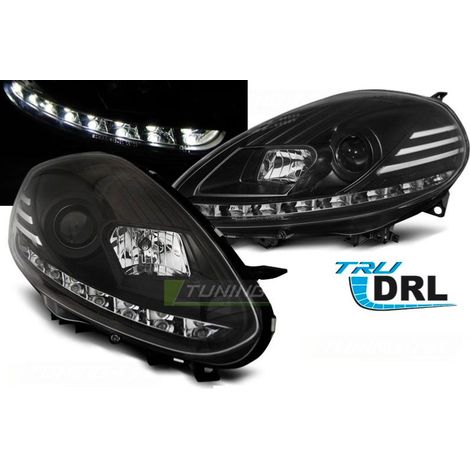 Paire de feux phares Fiat Punto Evo 09-12 Daylight DRL led noir-27361300