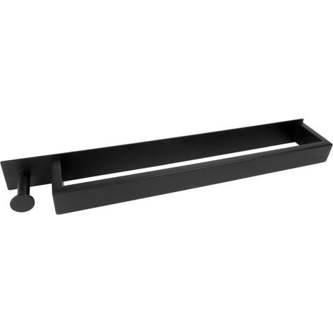 Porte Serviette Salle de Dain sans Percage, Support Serviette Salle de Bain Adhesif, Inoxydable, 40cm, Noir (1/5)