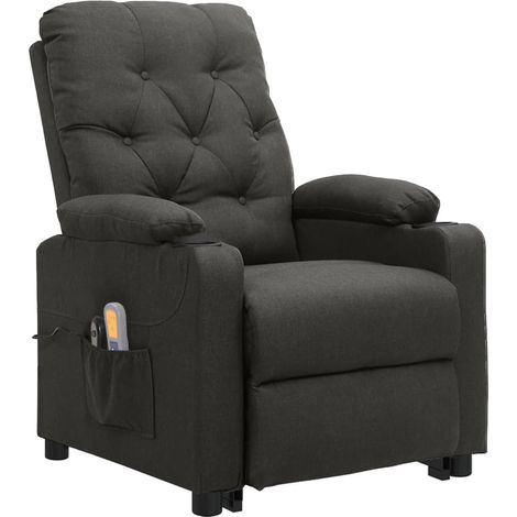 Sillón relax con función de masaje reclinable en tejido gris oscuro DEC029216 (1/5)