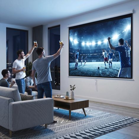 Écran de Projection 120" 4:3 HD 4K, Boîtier en Métal, Écran Hauteur Réglable Manuellement, 244x183cm, Blanc (1/5)