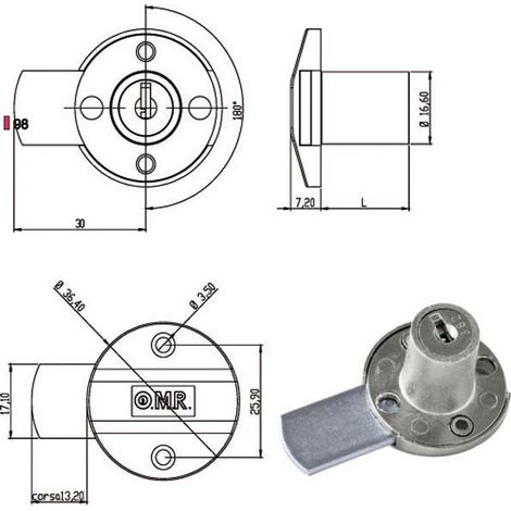 SERRATURA PER MOBILI CILINDRO D.mm.17 H.mm.30 PER ANTE