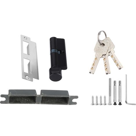 Serrure de porte de chambre en aluminium spatial, poignée de sécurité avec clés et vis, noire (1/5)