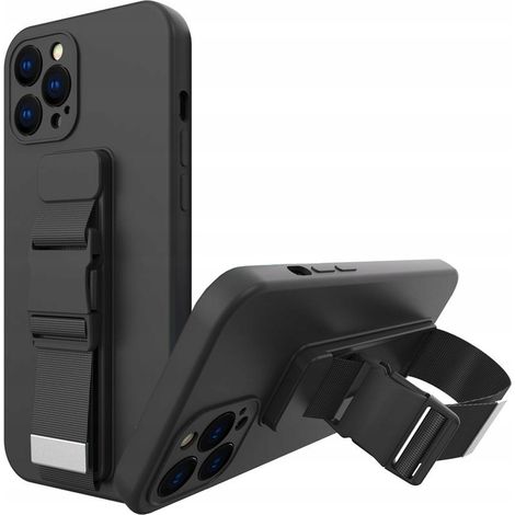 Gel-Schutzhülle mit Trageband und Umhängekette für iPhone XS Max, schwarz (1/5)