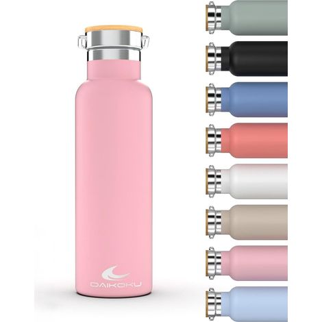 Gourde Isotherme 500ML Bouteille d'Eau en Acier Inoxydable Étanche Isolation Thermique à Double Paroi Maintient les Boissons Froides ou Chaudes Pendant Heures Rose (1/5)