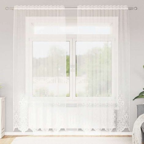 4107754 Rideau en Dentelle Floral Blanc 200 x 150 cm Polyester (1/5)