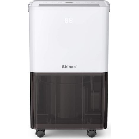 SHINCO Leiser Luftentfeuchter 10 l/Tag, für bis zu 15 m², Funktionen: Entfeuchtung, Luftreinigung, Wäschetrocknung, 24-Stunden-Timer, transparenter Wassertank, einfache Bedienung