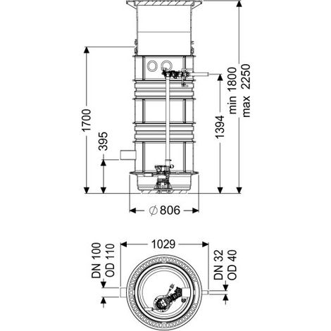 -Pumpstation Aquapump Medium Mono, GTF 600, 1800-2250 mm, Klasse D