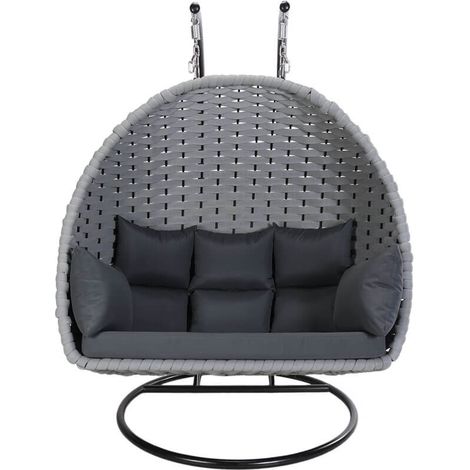Home Deluxe Sedia sospesa in rete di corda CADEIRA grigio chiaro - 2 posti