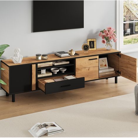 TV-Möbel 180 x 32,5 x 50 cm, 3 Türen, 1 Schublade, für TVs bis 80 Zoll OKMYHOME (1/5)