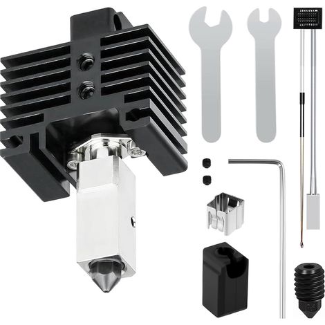 Upgraded 0.4 mm Hotend Kit for Bambu Lab P1S/P1P 3D Printer, Thermistor mit Plattiertem Kupfer Heizblock Titanium Heat Break, 0,4mm Hardened Steel Nozzle Heating Block Kit, Hotend mit Silikonsocke