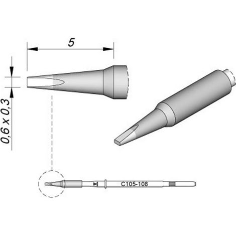 JBC Tools C115108 Punta de soldador buril 0,3 mm plata
