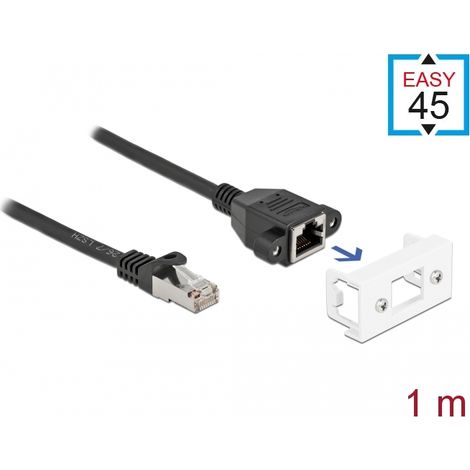Delock Cable de extensiÃ³n de red para el mÃ³dulo Easy 45 S/FTP RJ45 macho a RJ45 hembra Cat.6A 1 m negro