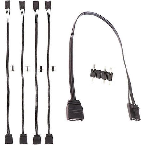 Lot de 5 adaptateurs RGB 4 broches vers ARGB 3 broches standard 5 V, câble RGB de 25 cm (1/5)