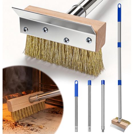 Brosse Four à Pizza avec Grattoir, Poignée 117 cm, Pierre à Pizza Nettoyage (1/5)