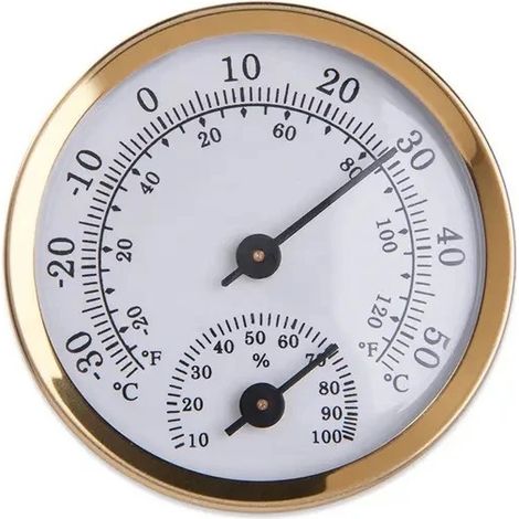 Thermomètre-hygromètre analogique d'intérieur, couleur or
