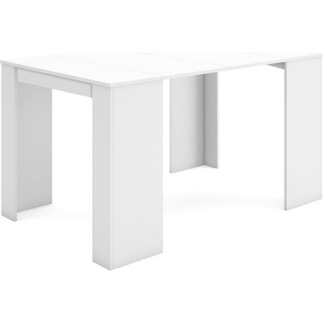 Skraut Home - Mesa Consola extensible, Mesa comedor plegable, 140, Para 6 comensales, Comedor y cocina, Estilo Moderno, Blanco (1/5)