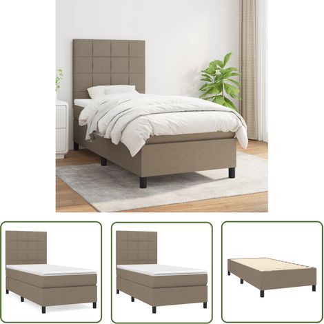 The Living Store Boxspringbett mit Matratze Taupe 90x200 cm Stoff - Boxspringbett - Doppelbett - Bettenrahmen - Schlafsystem - Liegekomfort (1/5)