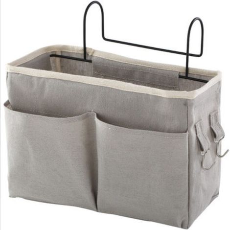 1 Pièce(Gris) Poche de lit,Organisateur Etagere Lit en Toile Imperméable Panier de Lit Chevet Suspendu,Poche de Lit pour l'école de Bureau à Domicile (1/5)